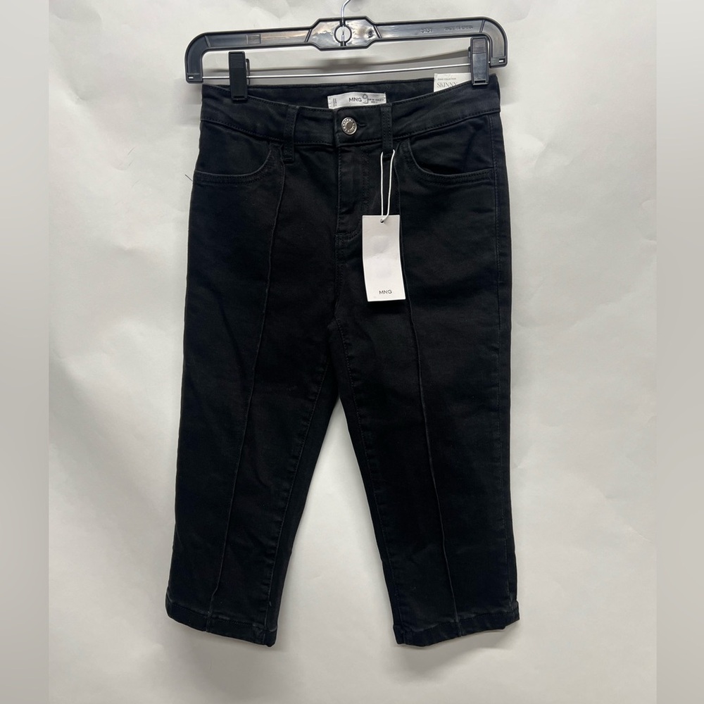 Mango Black Mid Rise Tight Fit Skinny Capri Length Jeans US 2